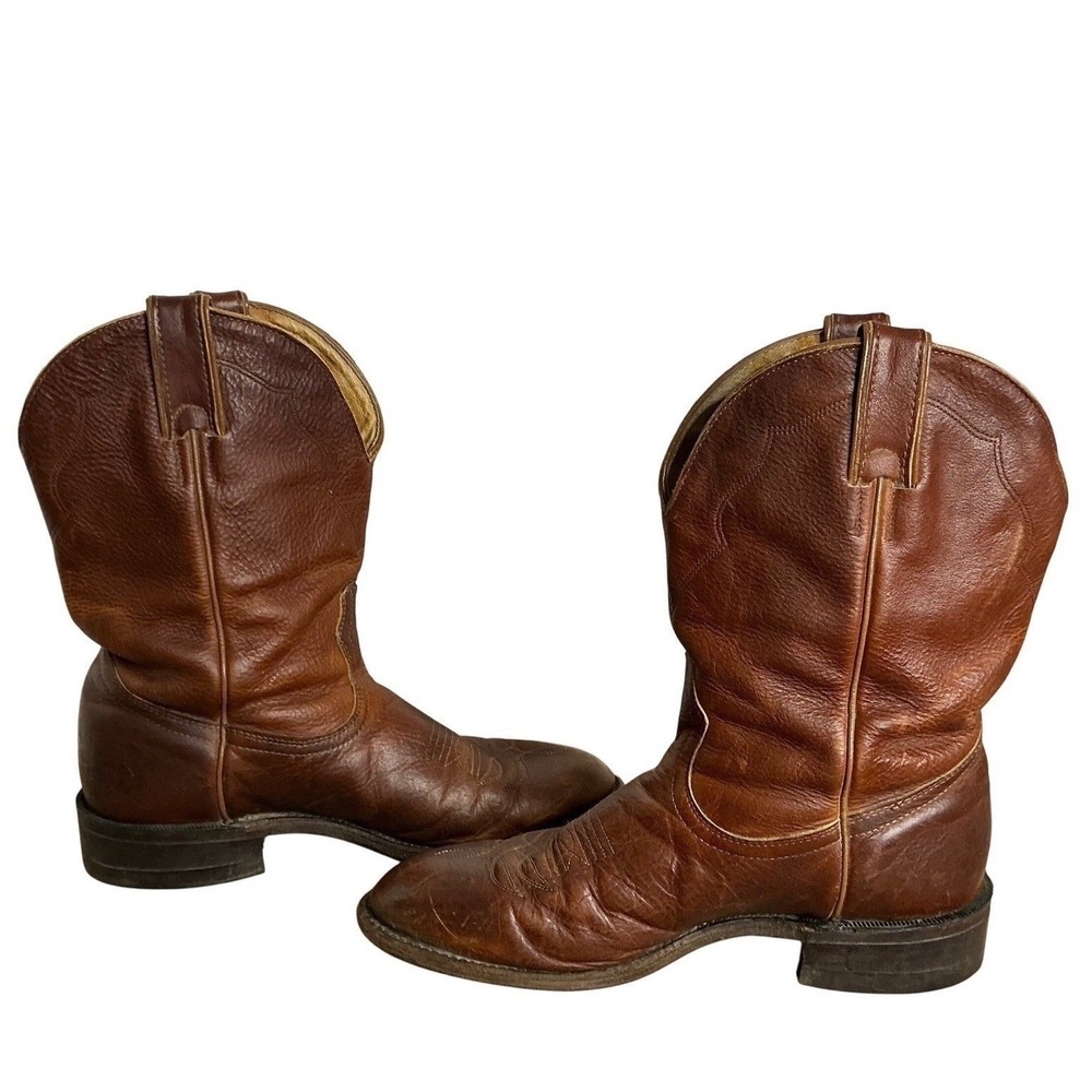 Boulet Mens Roper Boots 8D Brown Leather Western Cowboy Made in Canada